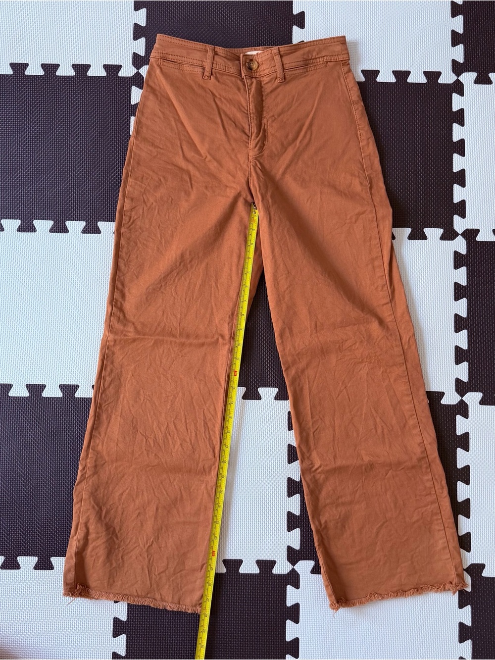 Marine Layer Wide-Leg Cotton Pants in Rust